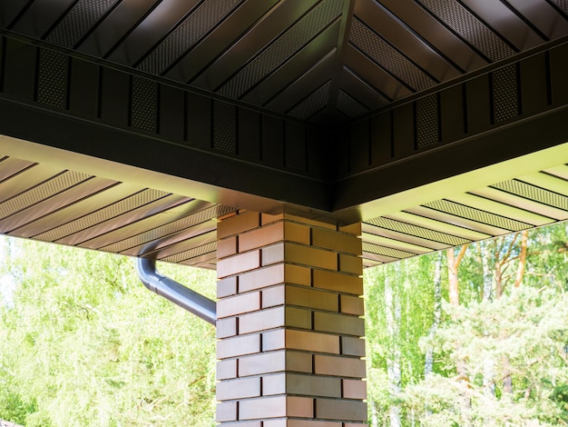 Brick pillar supporting the roof of the terrace of a private house