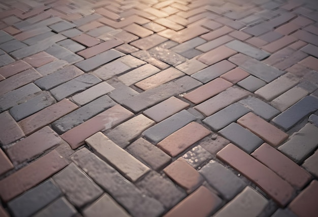 a brick sidewalk with a sign that says  the word  on it