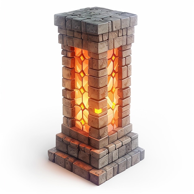 a brick structure with bricks that say  fire  on it