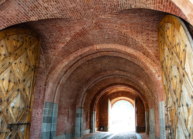 Brick vaults over the entrance to the old fortress Dinaburg in Latvia