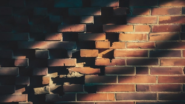 Brick wall background in light and shadow