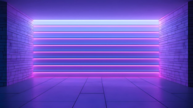 Brick wall background neon light Generative AI