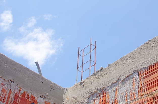 Brick wall under construction of brazilian house brick under construction in brazil blocks or bricks