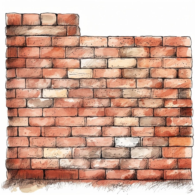 Photo brick wall drawn by pencil style