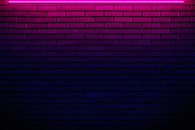 Brick wall in neon light. 