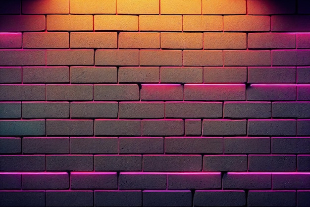 Brick wall in neon light