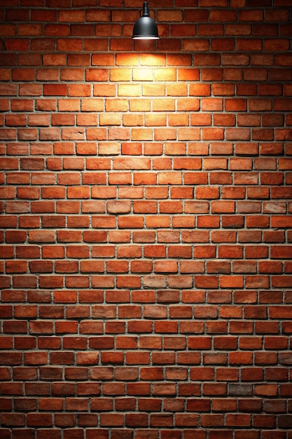 brick wall texture at night background with red bricks spotlight background