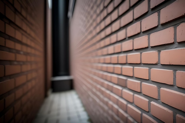 a brick wall with a brick wall and a brick wall with a black pole behind it