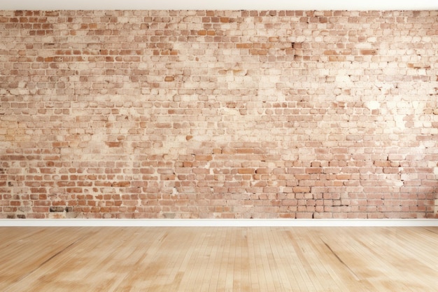 brick wall with a brick wall and a wooden floor