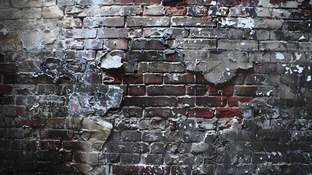 Photo a brick wall with a broken brick and a broken brick wall