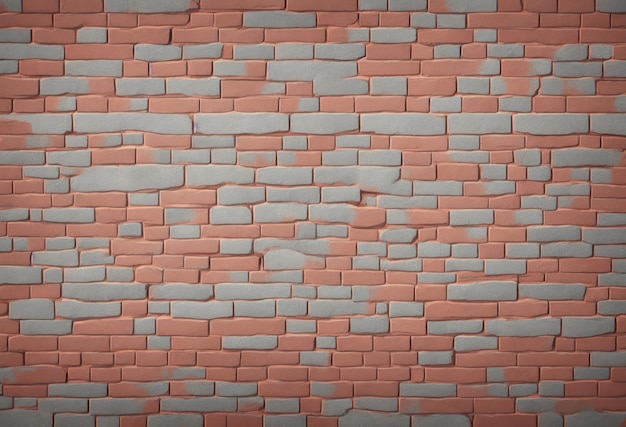 A brick wall with grey and pink bricks.