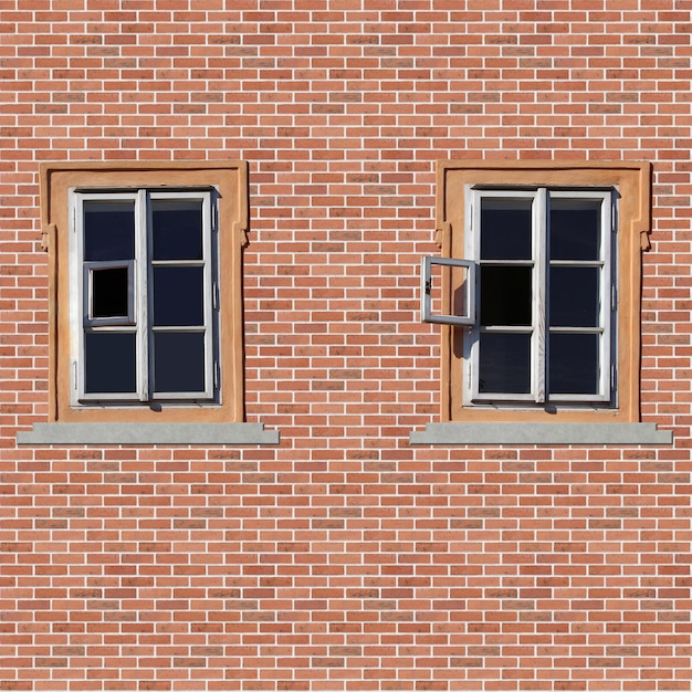 Brick Wall With Two Windows Tileable Texture