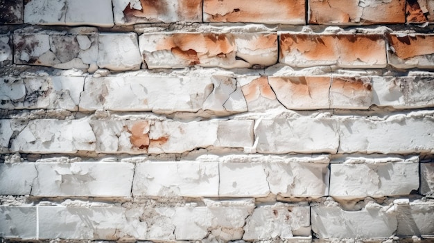 A brick wall with white dilapidated brick