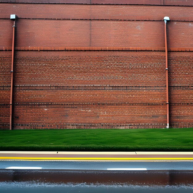 Photo a brick wall with a yellow line on the side of it