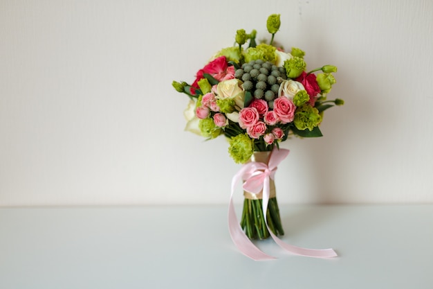 Bridal beautiful romantic bouquet of various flowers