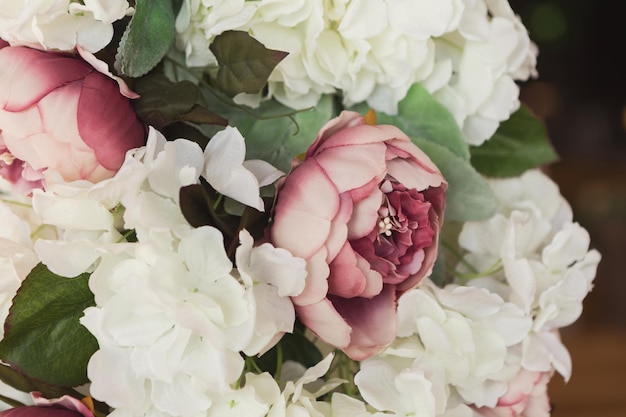 Bridal bouquet closeup. Floral design and wedding arrangement concept