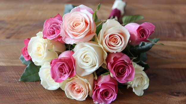 Photo a bridal bouquet is adorned with a pink rose bouquet