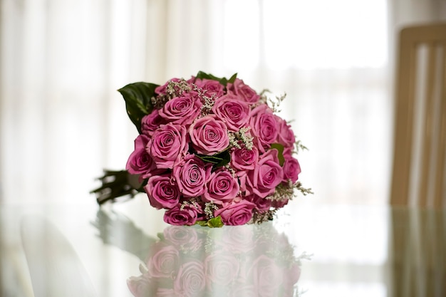 Bridal bouquet of pink roses