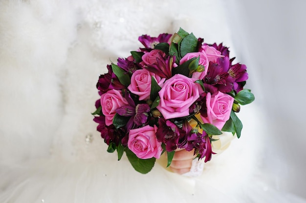 Bridal bouquet of purple roses