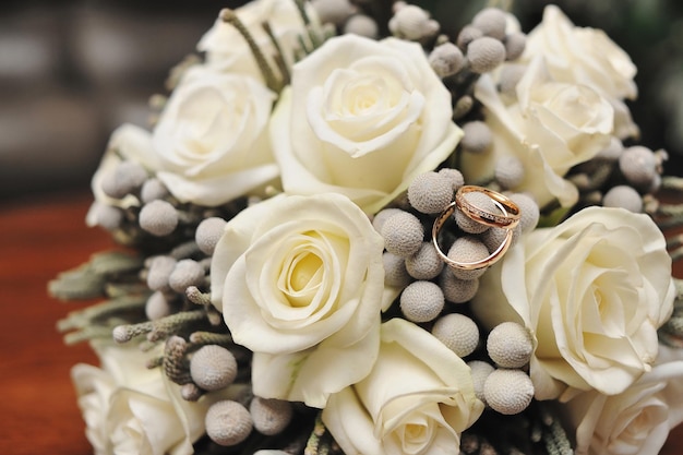 Bridal bouquet of white roses