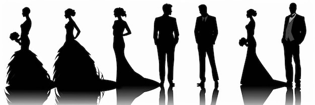 Photo bridal party silhouette set of 2 black groom silhouettes standing in love