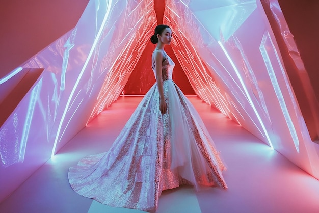 Bride in a CuttingEdge Futuristic Metallic Wedding Dress