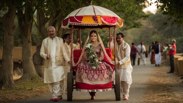 a bride and groom are going to the wedding ceremony