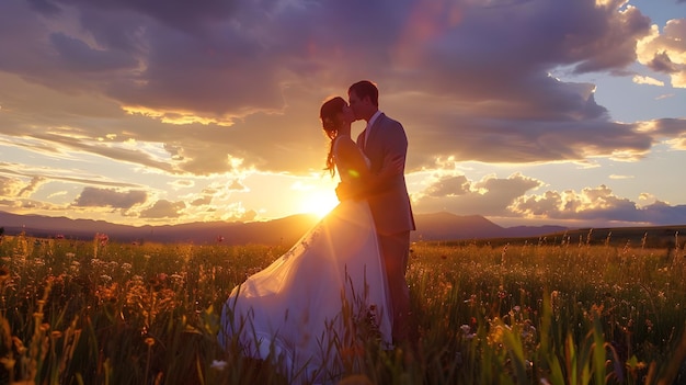 the bride and groom are sitting on the beach