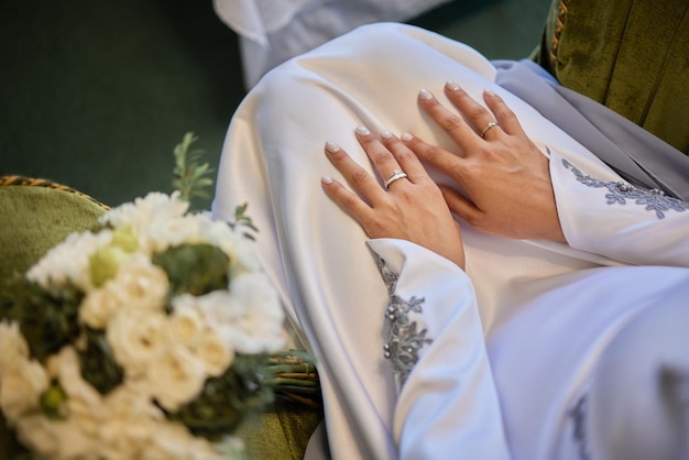 Bride and groom Asian Muslims marry in a beautiful red love theme celebration nikah day