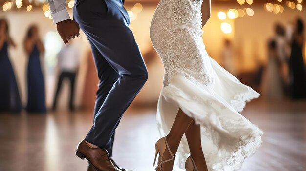 Photo bride and groom dancing at their wedding reception