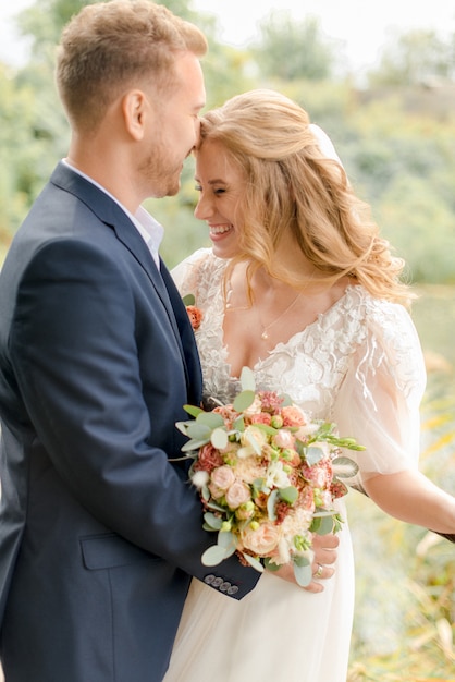 Bride and groom happy together