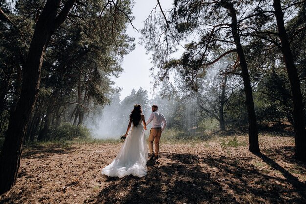 Bride and groom Luxurious young couple of newlyweds in love posing for the first family wedding photo shoot