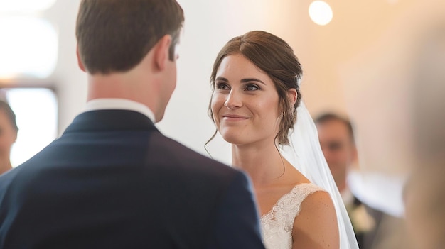 a bride and groom smile at the camera