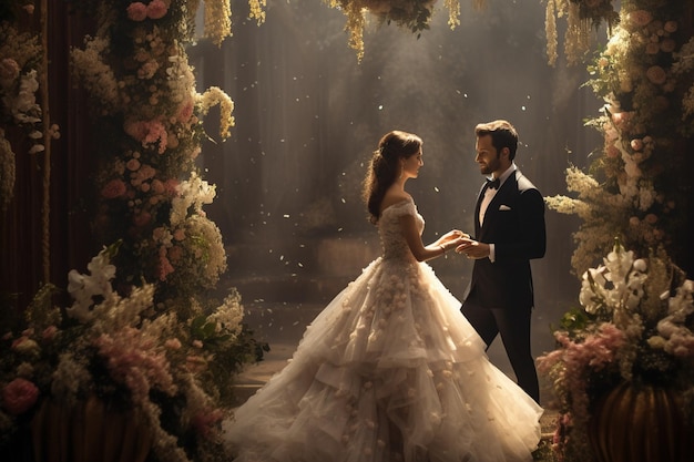 bride and groom on their wedding ceremony