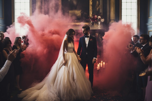 bride and groom on their wedding ceremony