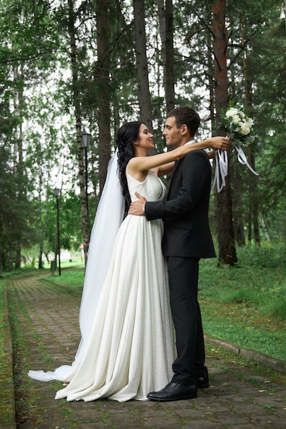 Bride and groom in wedding clothes