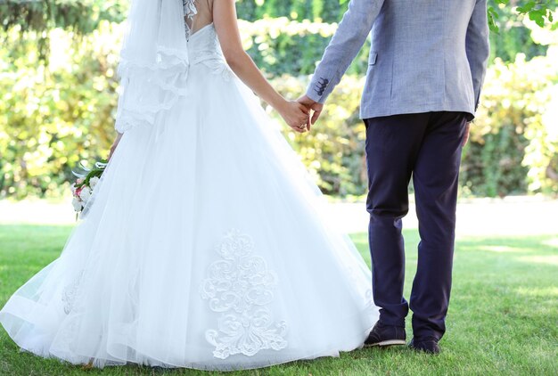 Bride and groom on wedding day