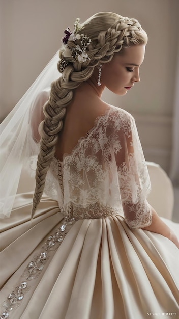 Bride make hair with dress