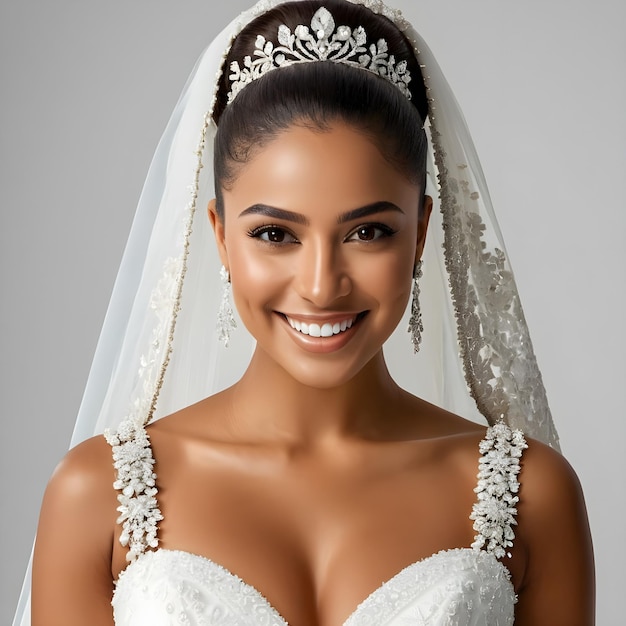 bride smiling with a smile on her face