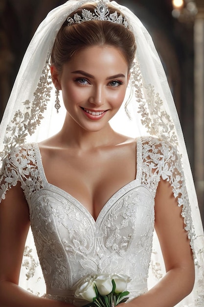 Photo a bride in a veil with the brides hair