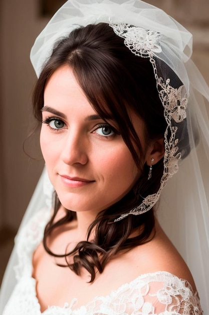 A bride wears a veil with the word love on it.