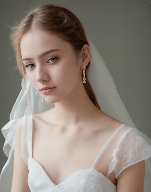 A bride in a wedding dress with a veil