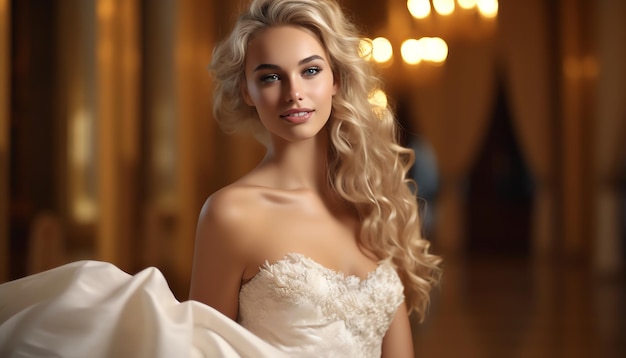 A bride in a wedding dress