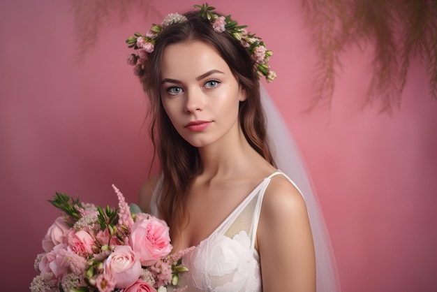 A bride with a bouquet of flowers