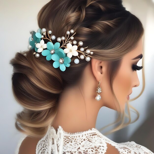 Photo a bride with a floral headband and a floral headband