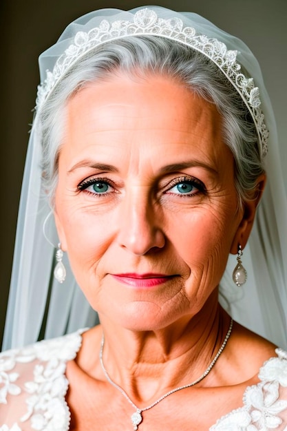 A bride with a veil on her head