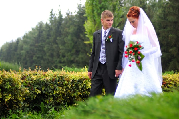 Bridegroom and bride, walking to new life