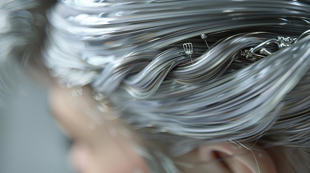 Photo a brides hair is covered in silver and silver