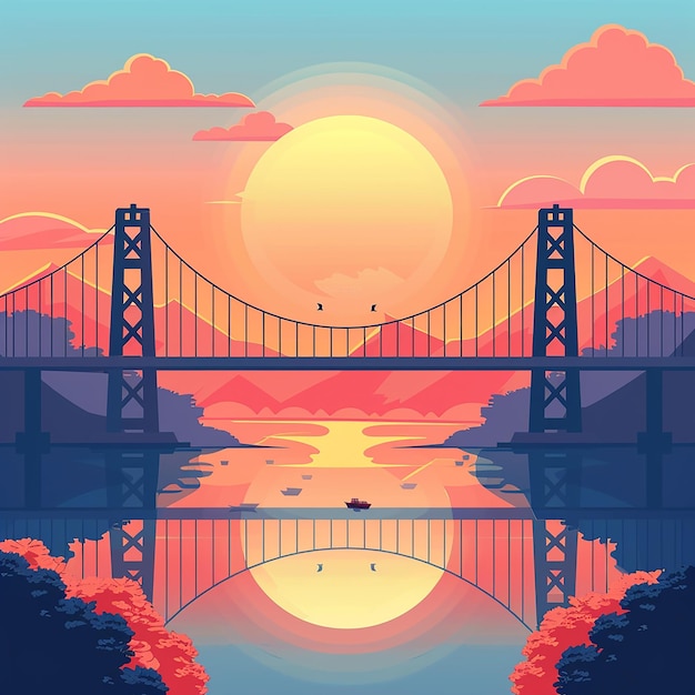 Bridge Icon on Flat Color Background