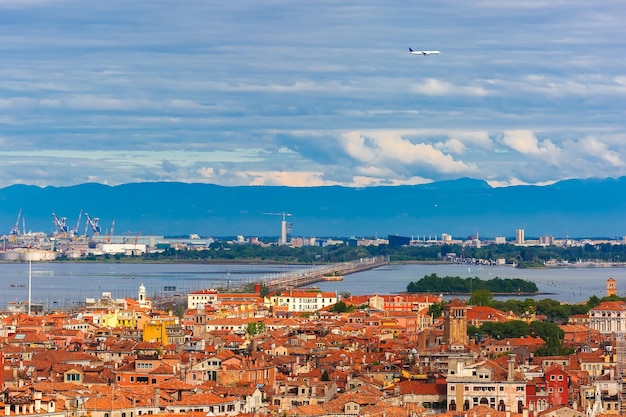 Bridge between the island and Venice Mestre Italy